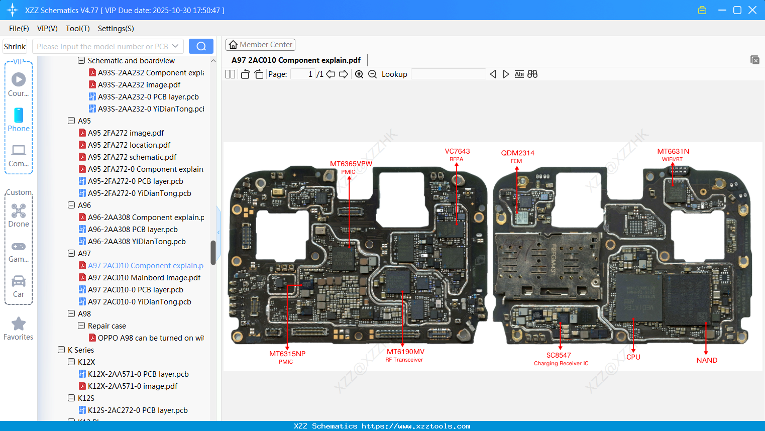 OPPO A97 2AC010 Component Explain